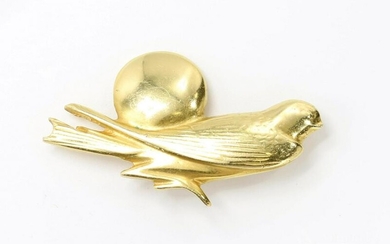 18KY Gold Egyptian Revival Menet Bird Pin