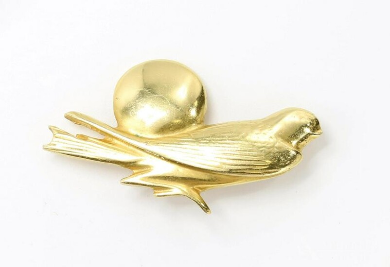 18KY Gold Egyptian Revival Menet Bird Pin