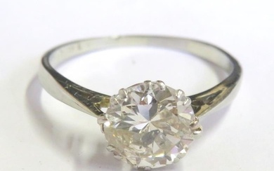 18ct White Gold 1.85carat Diamond Solitaire Ring size O, bri...