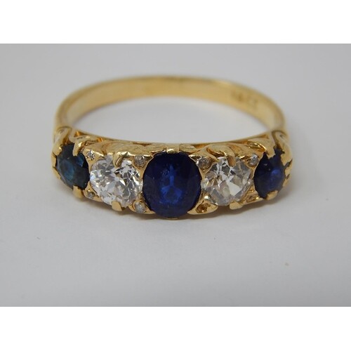 18ct Yellow Gold Ring Set with Three Good Sapphires estimate...