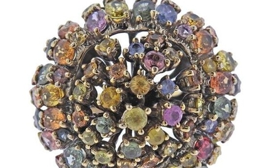 18k Gold Multi Sapphire Cocktail Ring