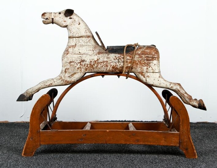 19th century Carved and Painted American Rocking Horse