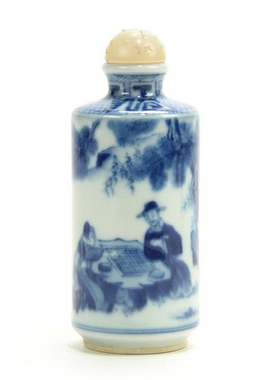 19thC Chinese Blue and White Snuff Bottle