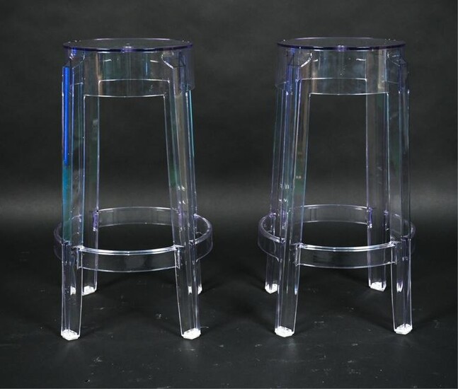 (2) KARTELL CHARLES GHOST COUNTER STOOLS