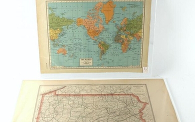 2 OLD MAPS PENNSYLVANIA & THE WORLD