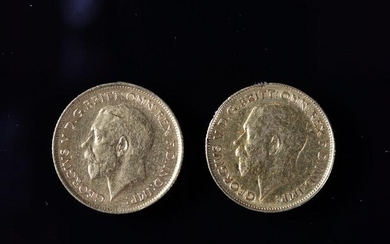 2 Sovereign coins in gold 1913 and 1915