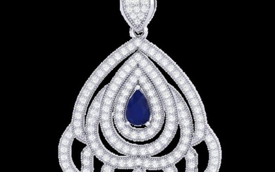2 ctw Sapphire & Micro Pave VS/SI Diamond Necklace 18k White Gold