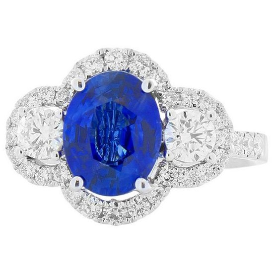 2.03 Carat Oval Sapphire and Diamond Cocktail Ring in
