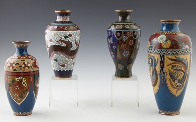 Group of Four Chinese Cloisonne Baluster Vases, 20th