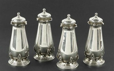 A Set of Four American Sterling Silver Salt Shakers.