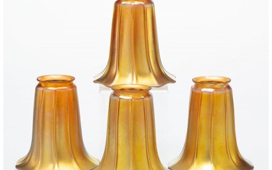 23051: A Set of Four Steuben Gold Aurene Glass Shades
