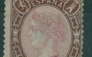 Spain 1865 - Isabella II, 19 cu. brown and pink. CMF report - Edifil 77