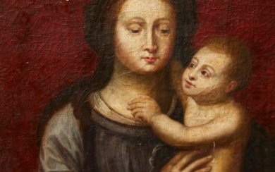 251 Ecole FLAMANDE du XVIIIe siècle, suiveur de GOSSAERT Vierge à l'Enfant Toile Hauteur :...