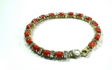 High Quality Tennis Chain Bracelet set with Corals and Zircons