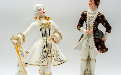 2pc Vintage Florence Ceramic Gentlemen Figurines