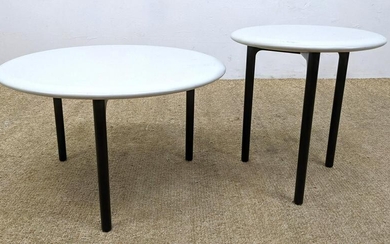 2pcs HAWORTH White and Black Round Side Tables. USA