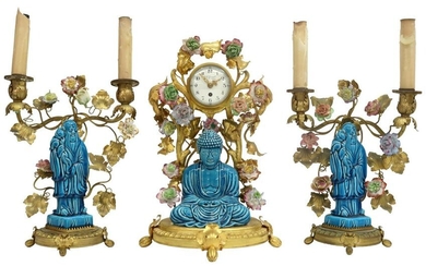 (3) GUMP RETAILED FRENCH CHINOISERIE CLOCK SET