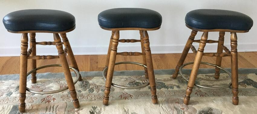 3 George B Bent & Co Leather Bar / Counter Stools