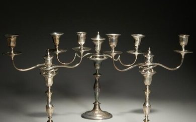 (3) George III silver plate candelabra