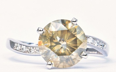 3.75 ct Natural Fancy Grayish Yellow SI2 - 14 kt. White gold - Ring - 3.65 ct Diamond - Diamonds, No Reserve Price