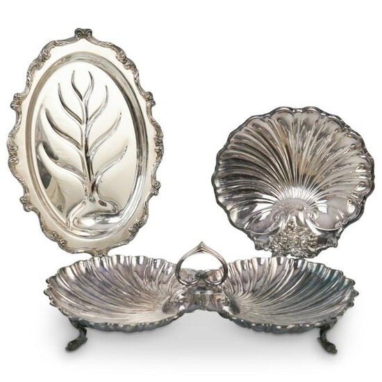 (3Pc) Ornate Silverplate Serving Dishes