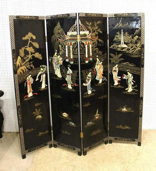 4 panel Asian 3D decorated room screen