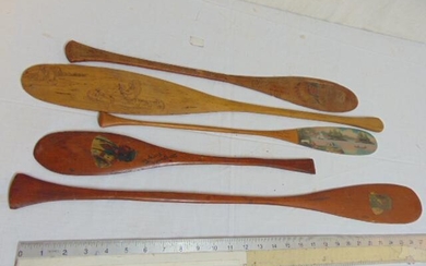 5 hand painted vintage souvenier paddles, 5 paddles
