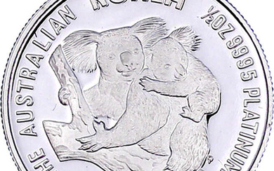 50 Dollars Koala PLATIN 1989. Koala mit Jungtier auf Ast....