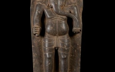 18th Century Vietnamese Cham Stone Stele Ganesha Statue