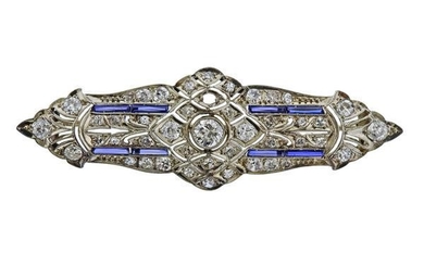 Art Deco 14k Gold Diamond Brooch Pin