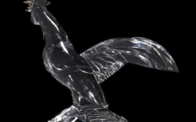 Baccarat, a cut and polished clear glass model of a cockerel