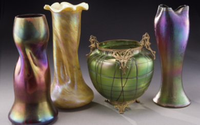 (4) Bohemian glass items