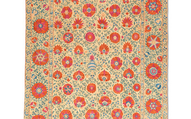 A Bokhara silk-embroidered linen panel (susani), Central Asia, 19th Century