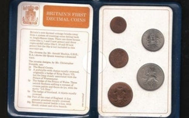 Britain's first decimal coin set. Includes 1/2p, 1p, 2p, 5p and 1p cons. Good Condition. All signed pieces come with a Certificate......