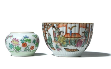 A CHINESE FAMILLE ROSE BOWL AND A JAR.