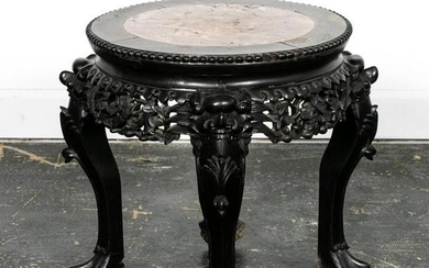 Chinese Marble Inset Small Hardwood Table
