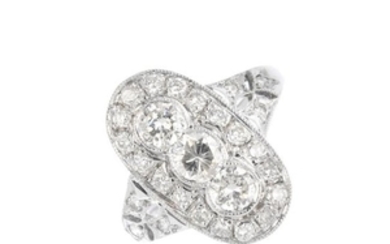 A diamond dress ring. The brilliant-cut diamond