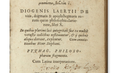 DIOGENES LAERTIUS. De vitis, dogmatis & apophthegmatis eorum qui in philosophia claruerunt, libri...