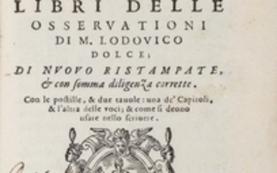Dolce, Lodovico I QUATTRO LIBRI DELLE OSSERVATIONI, 1580