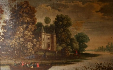 Ecole flamande du XVIIème s. Paysage fluvial Huile…