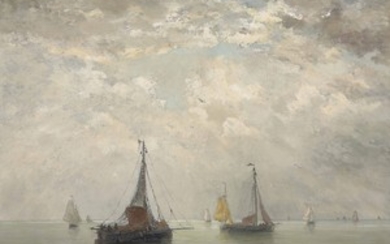 Hendrik Willem Mesdag (Dutch, 1831-1915), Bomschuiten in the breakers