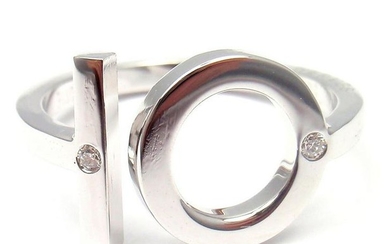 Hermes 18k White Gold Diamond 10 Band Ring Size 7