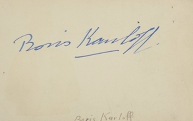 Karloff (Boris) Blue ink signature ('Boris Karloff') on...