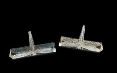 ‘Libellule’ No.3602, two Lalique glass knife rests,...