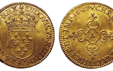 Louis XIV. 1643 1715. Ecu d'or au soleil 1647 A. A…