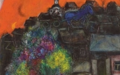 Marc Chagall (1887-1985), Village noir au ciel rouge