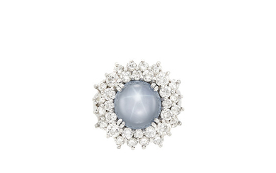 Platinum, Gray Star Sapphire and Diamond Ring, Cartier