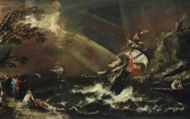 Scuola italiana del XVIII secolo, Scena di naufragio