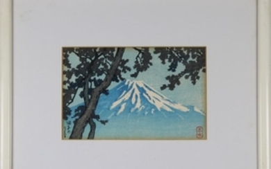 Signed, Japanese Woodblock Print of Mt. Fuji
