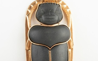 Steatite Scarab and 18k Gold Pendant